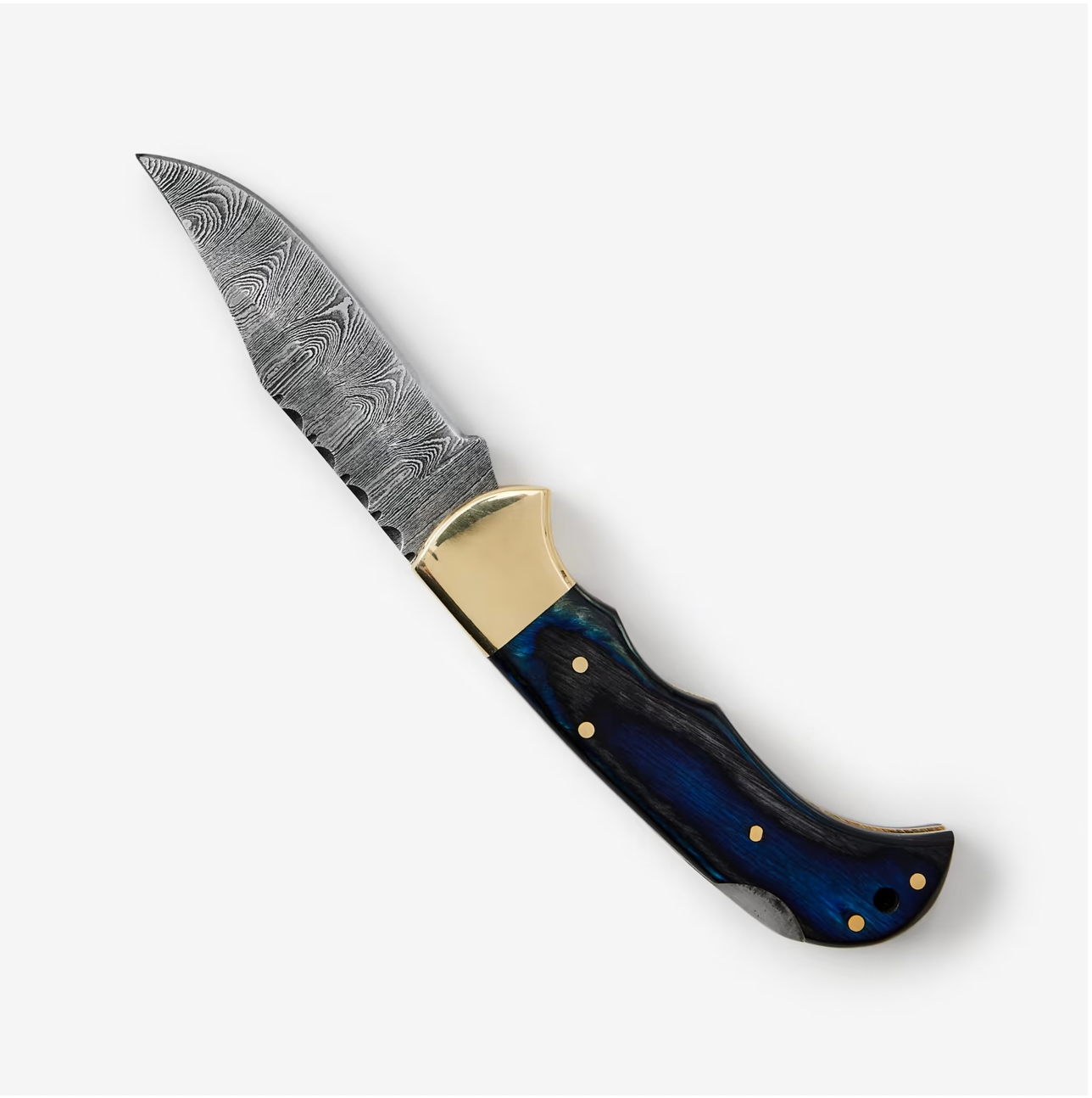 Titan International - Blue Diamond Wood folding knife with Leather Sheath