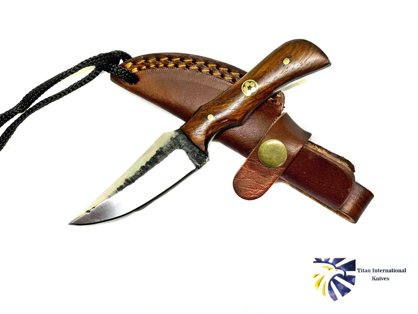 Titan International - E3 Carbon 1080 neck knife with forged scales, MINI /ROSEWOOD