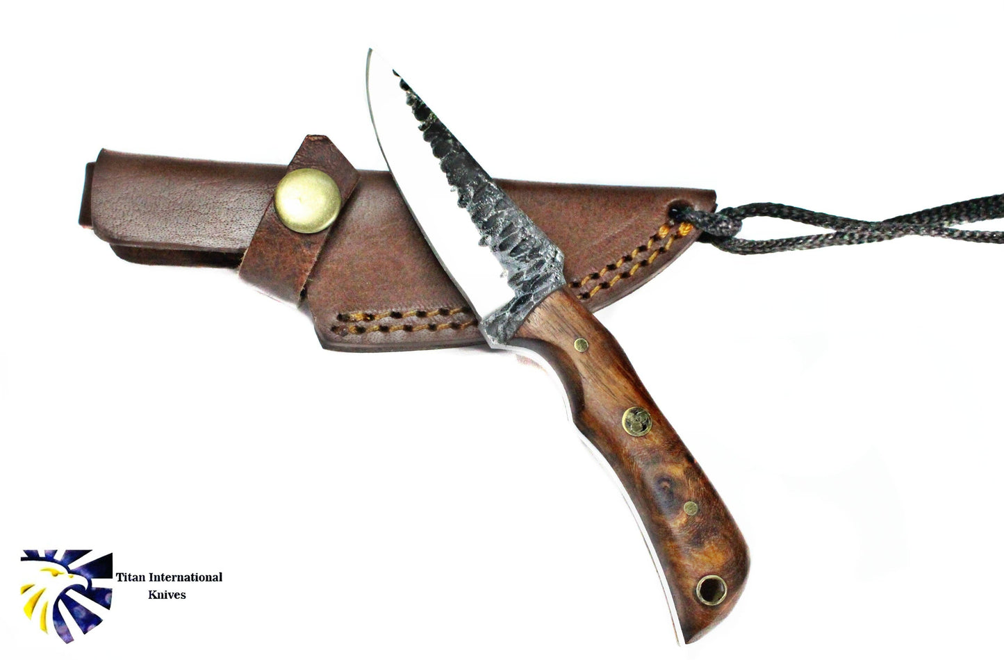 Titan International - E3 Carbon 1080 neck knife with forged scales, MINI /ROSEWOOD