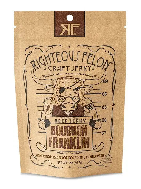 Righteous Felon Craft Jerky - Bourbon Franklin Beef Jerky 2oz