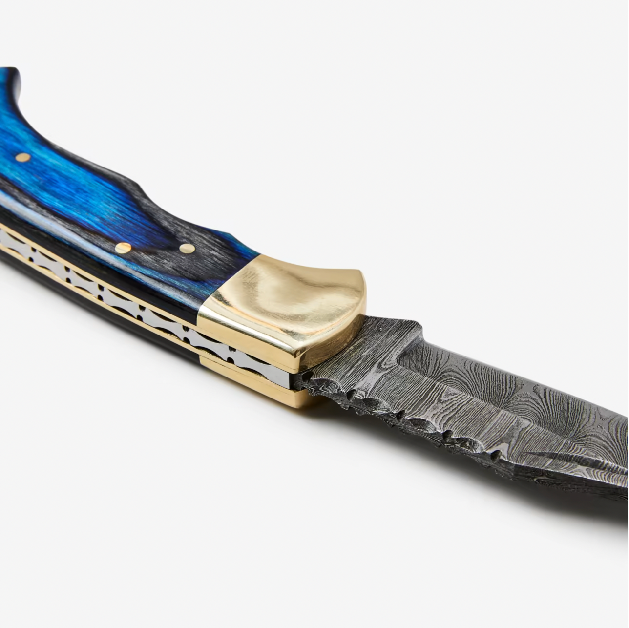 Titan International - Blue Diamond Wood folding knife with Leather Sheath