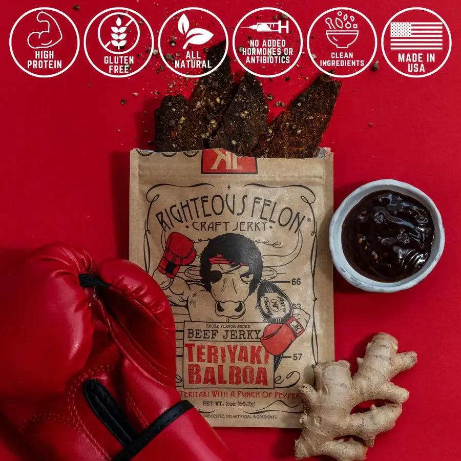 Righteous Felon Craft Jerky - Teriyaki Balboa Jerky 2oz