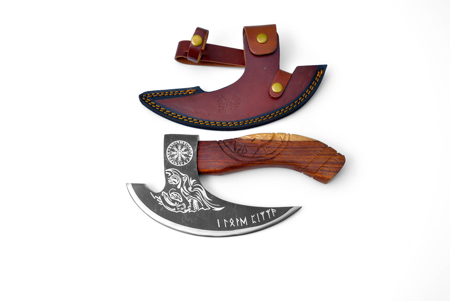Titan International - Pizza Cutter & Leather Hand Axe Sheath | Titan Nordic Raven