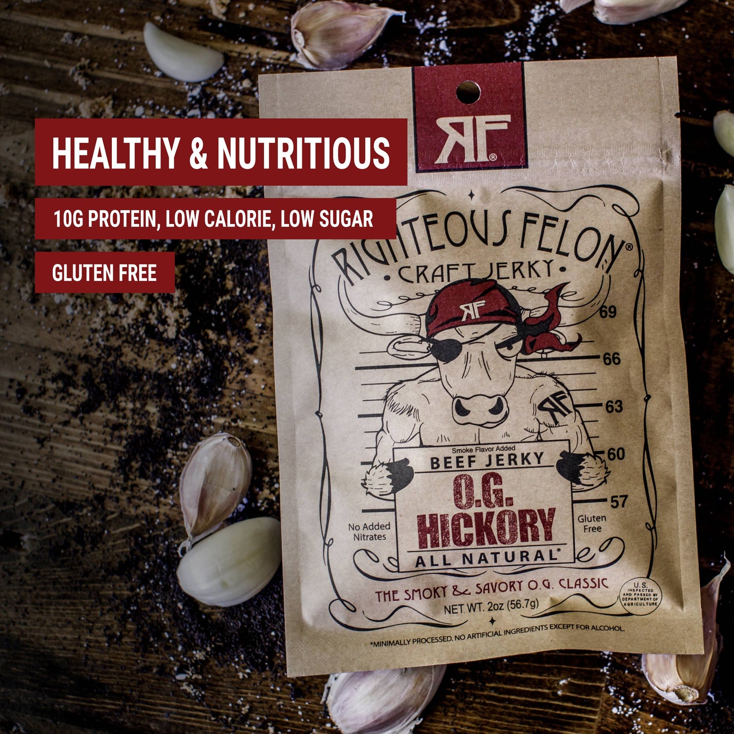Righteous Felon Craft Jerky - OG Hickory Beef Jerky 2oz
