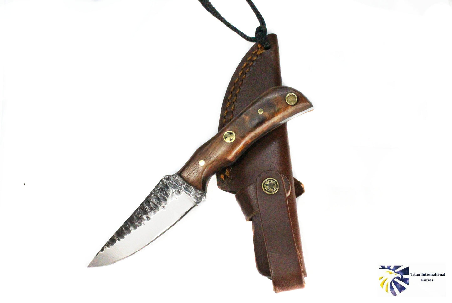 Titan International - E3 Carbon 1080 neck knife with forged scales, MINI /ROSEWOOD