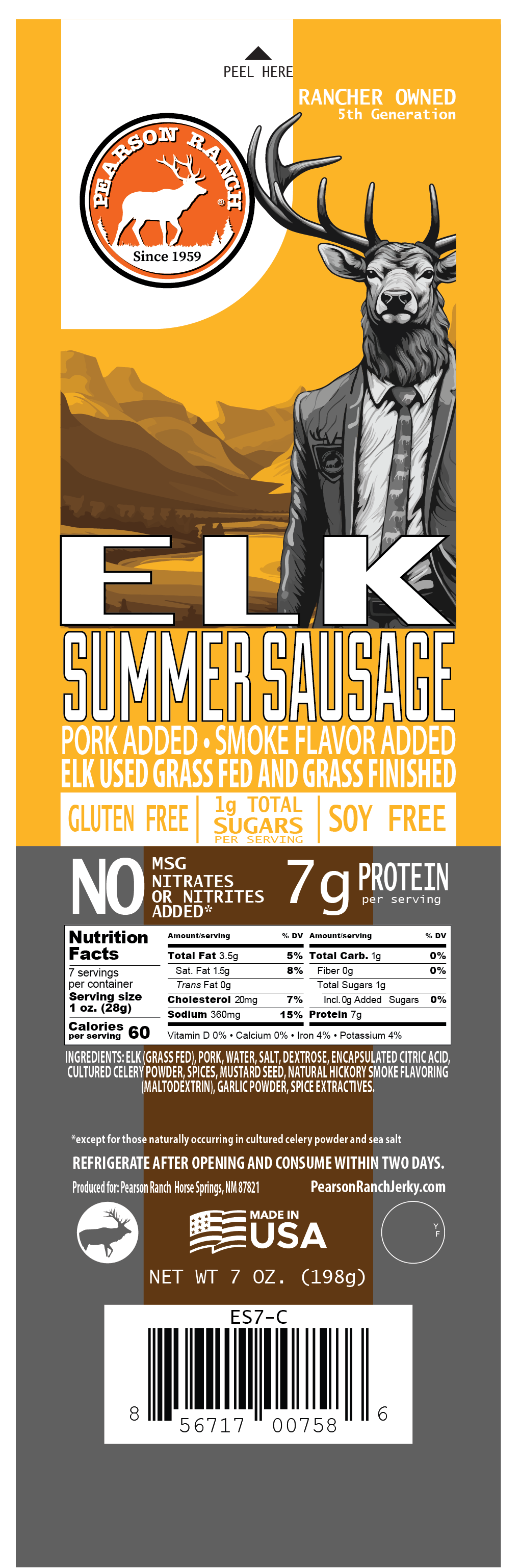 Pearson Ranch Elk & Bison Jerky - Elk Summer Sausage