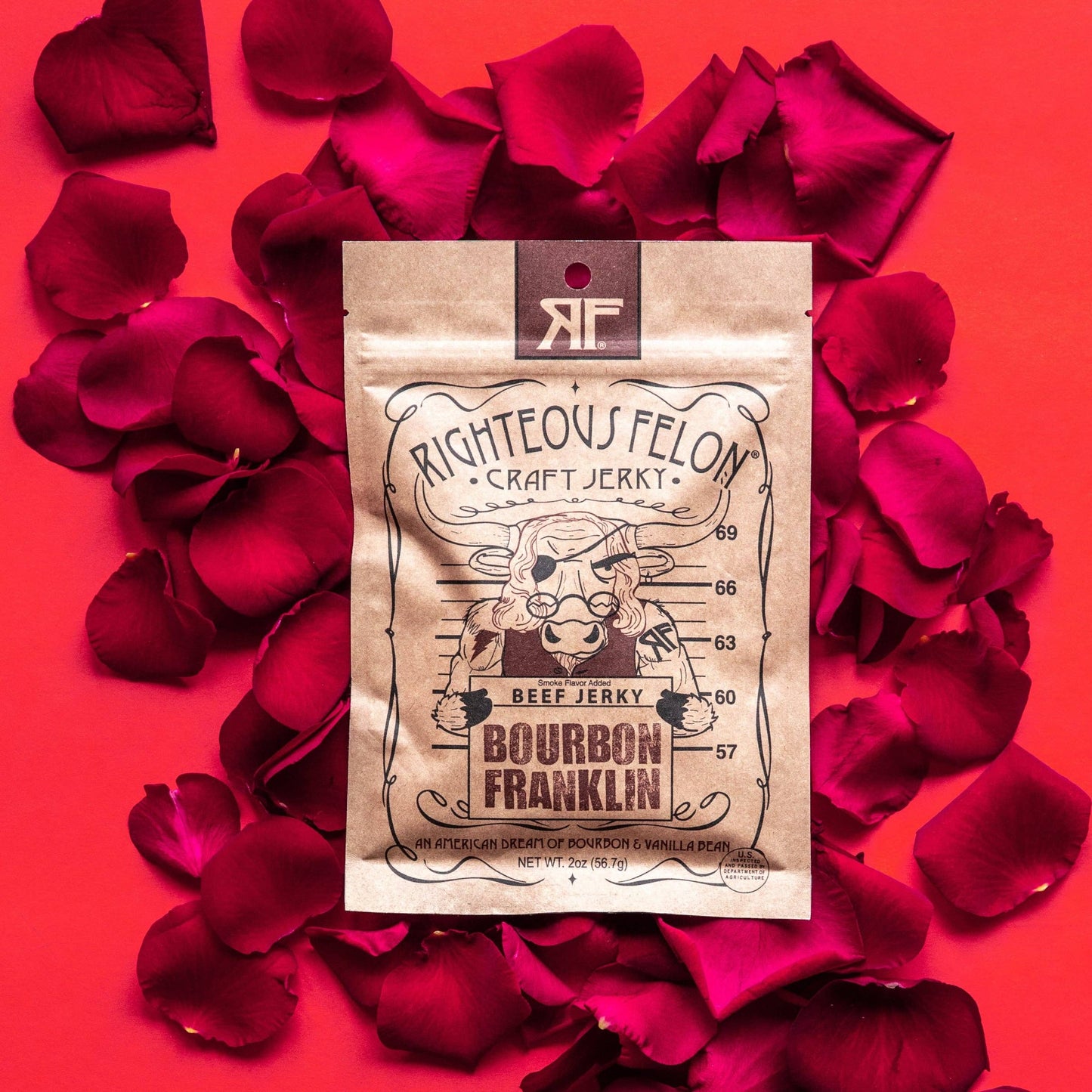 Righteous Felon Craft Jerky - Bourbon Franklin Beef Jerky 2oz