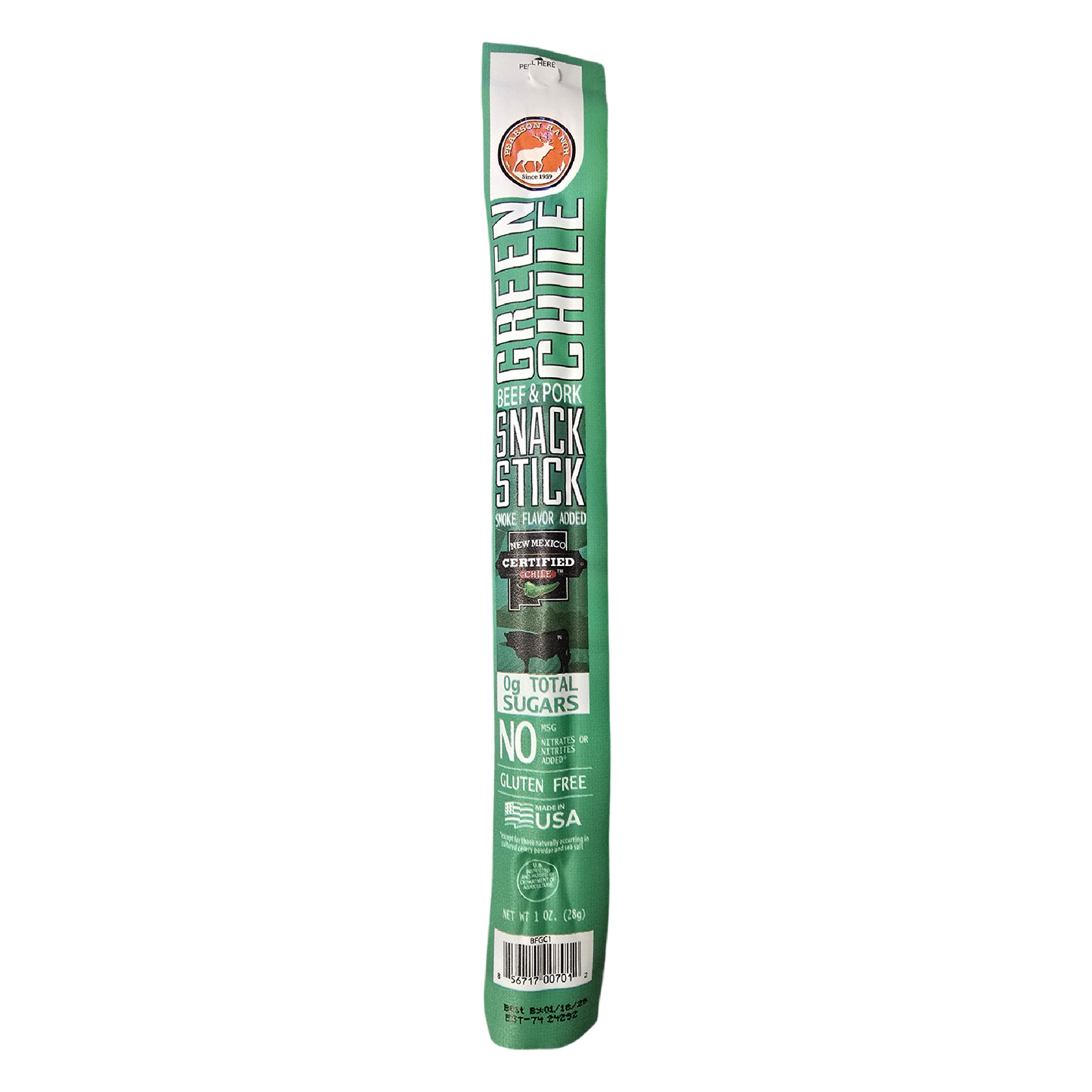 Pearson Ranch Elk & Bison Jerky - 24 Count Caddy - Green Chile Beef & Pork Snack Sticks