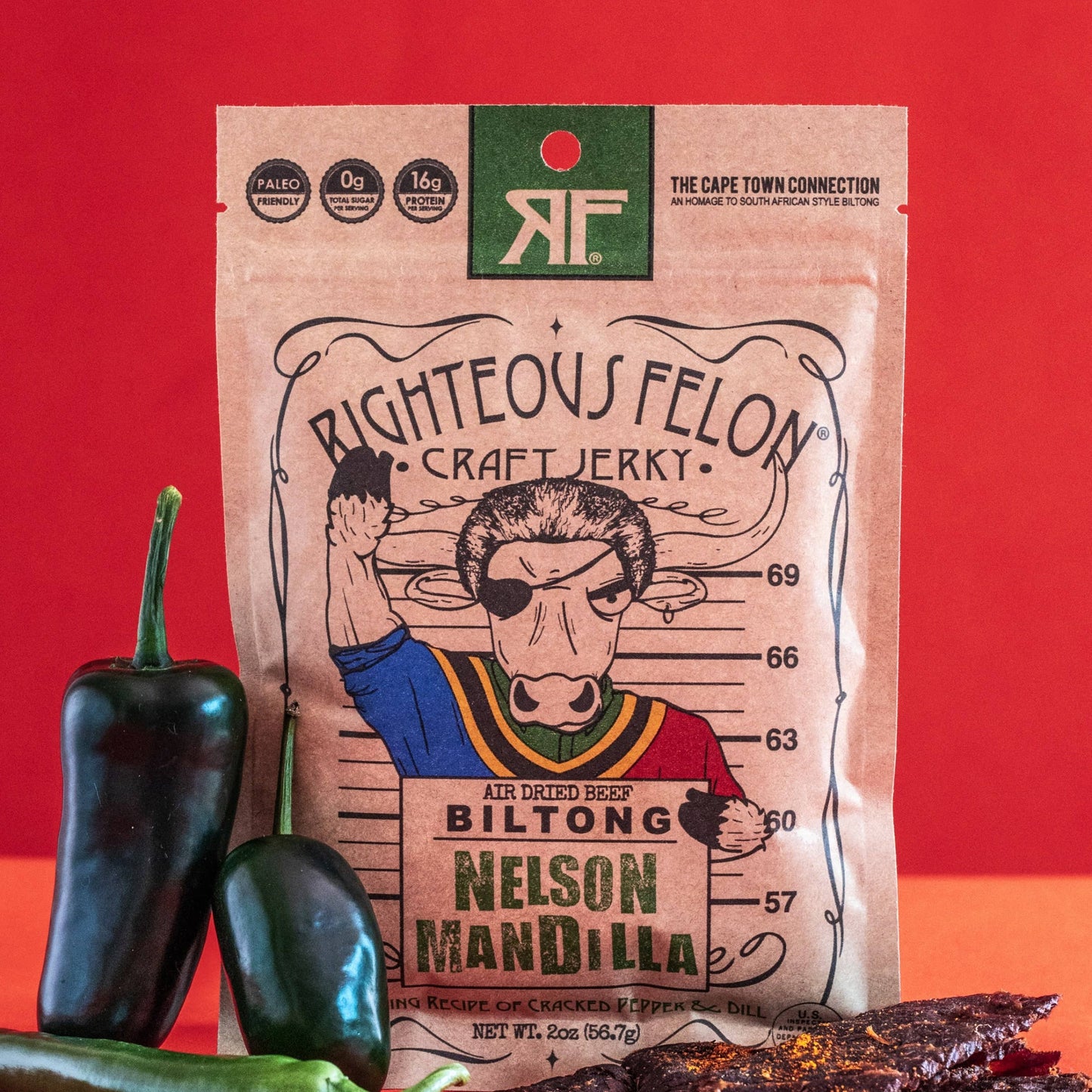 Righteous Felon Craft Jerky - Nelson Mandilla Biltong 2oz