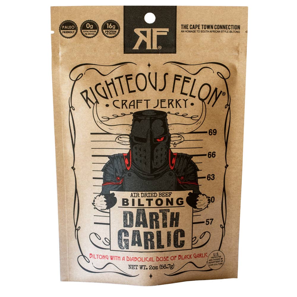 Righteous Felon Craft Jerky - Darth Garlic Biltong 2oz