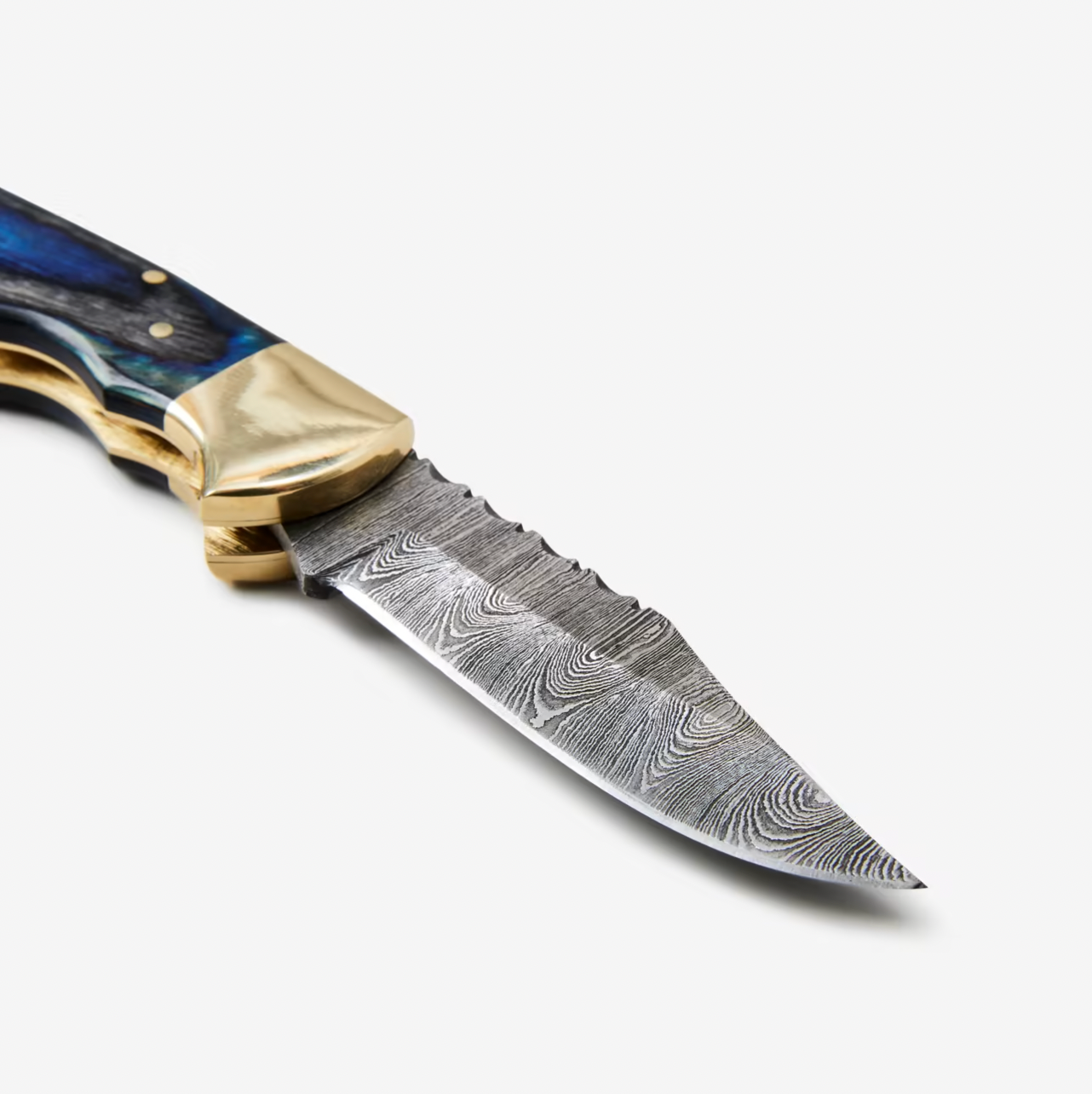 Titan International - Blue Diamond Wood folding knife with Leather Sheath