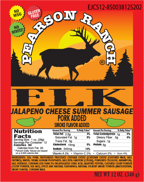 Pearson Ranch Elk & Bison Jerky - Elk Jalapeno Cheese Summer Sausage