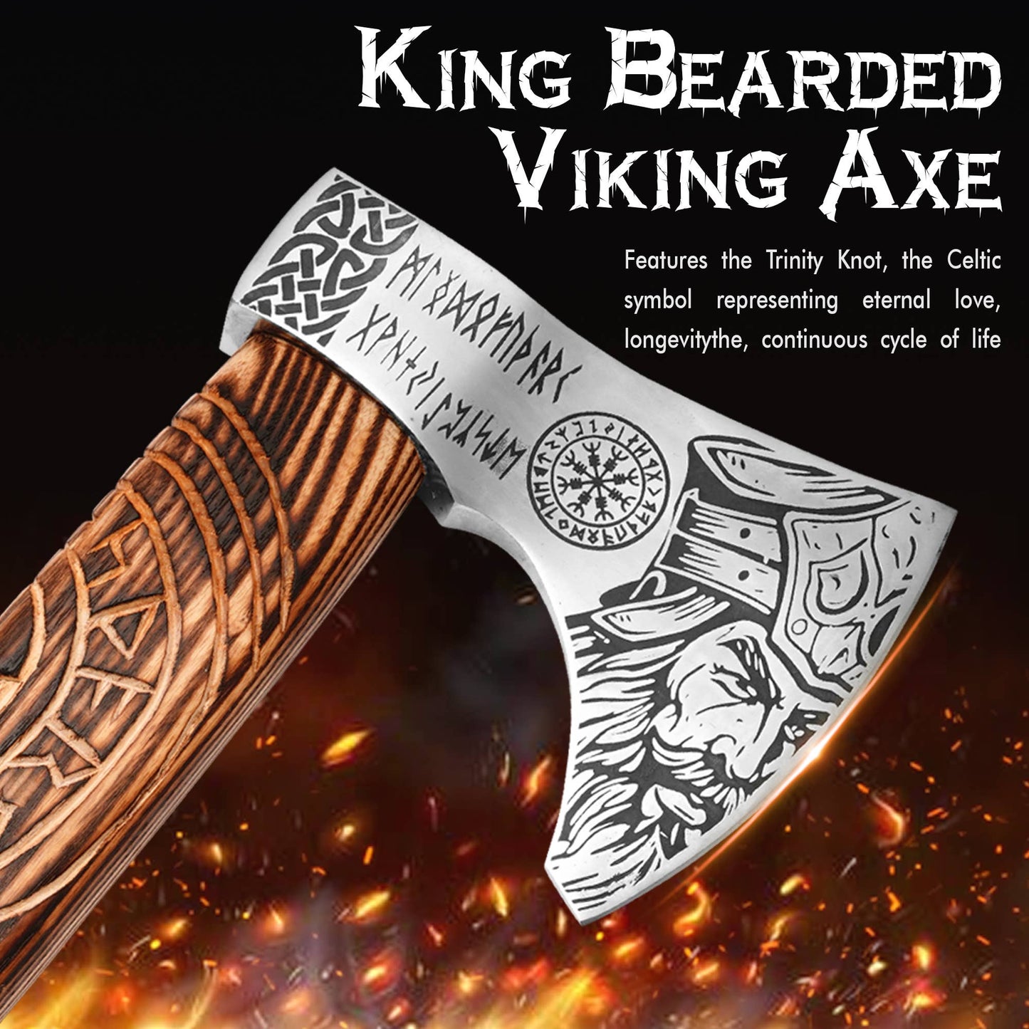 FH KNIVES - 18' Handmade viking axe with sheath, Wall Room Decor