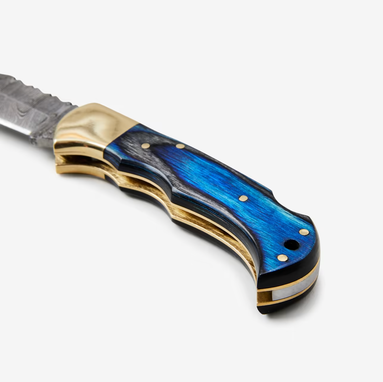Titan International - Blue Diamond Wood folding knife with Leather Sheath