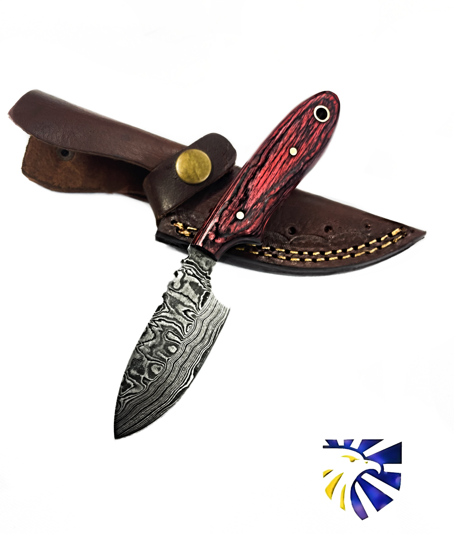 Titan International - Arrival (NEW) TD-707 EDC Mini Drop point/ Handmade Damascus Steel/ Bushcraft knife/ handle with finger hole