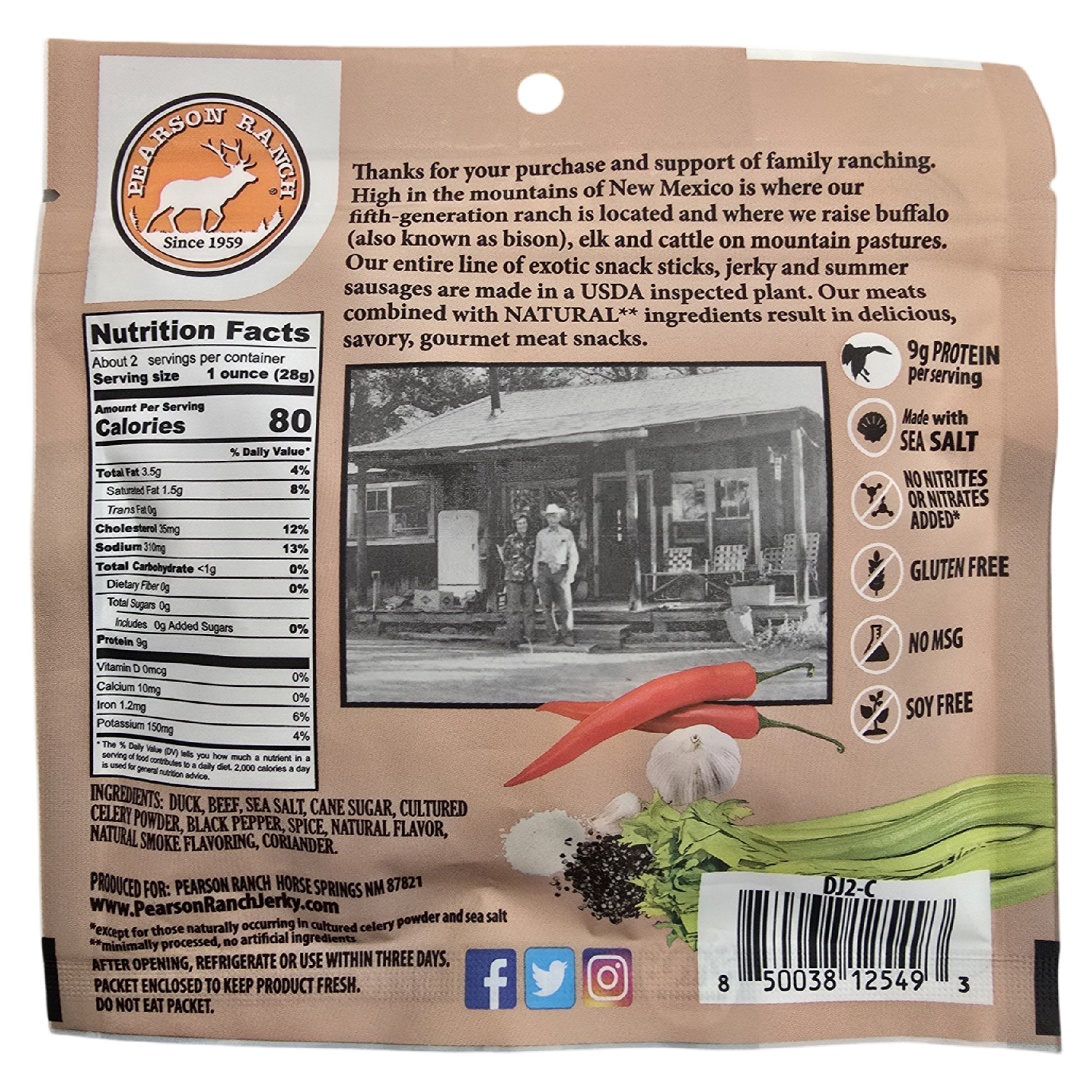 Pearson Ranch Elk & Bison Jerky - Duck Jerky