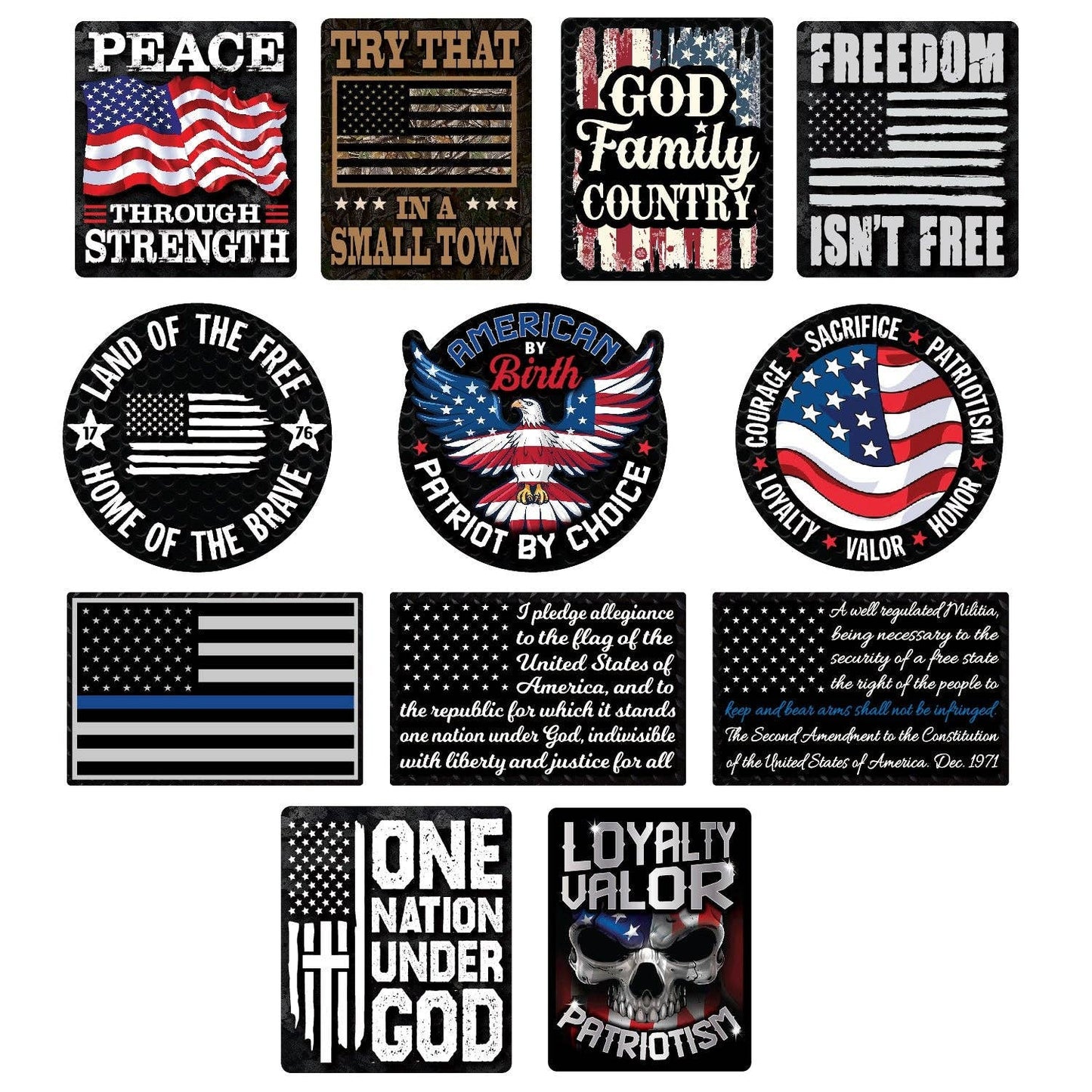 Novelty Closeout - Waterproof Decal Sticker USA America Assortment- 12/Pack